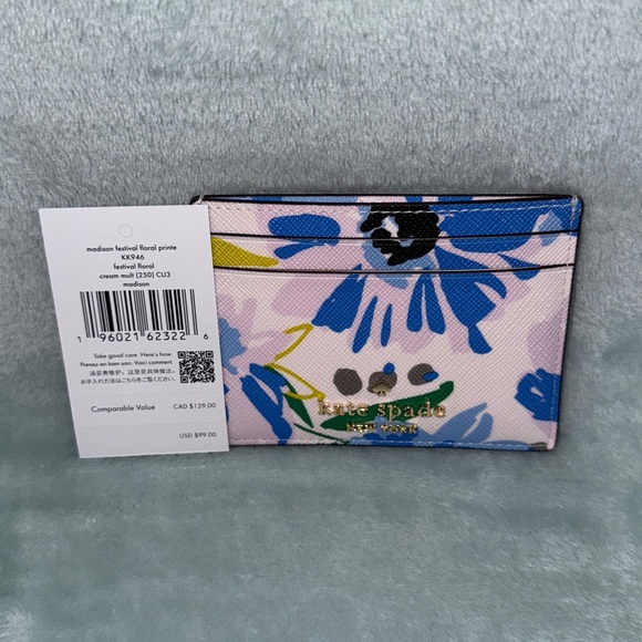 kate spade Blue and Green Floral Card Holder - Picture 5 of 9